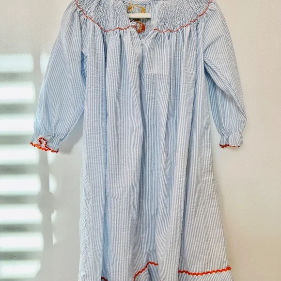 Fall Thanksgiving Pumpkin dress with smocking size 4 - Picture 5 of 8